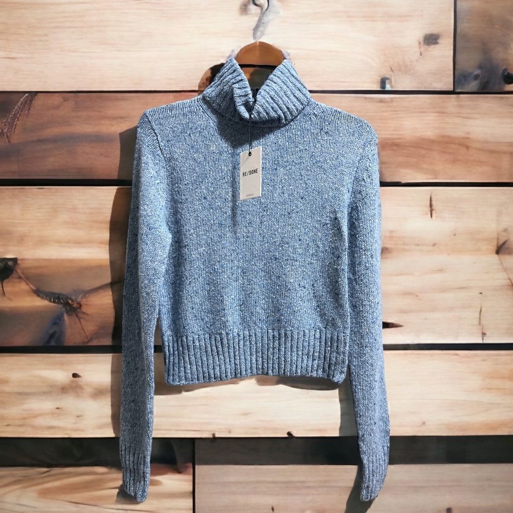 RE/DONE Blue 60s Slim Turtleneck - Picture 2 of 8